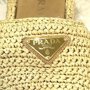 Pranda Single Band Platform Slides Raffia Sandals Size 36-fit like a US 6.5-7